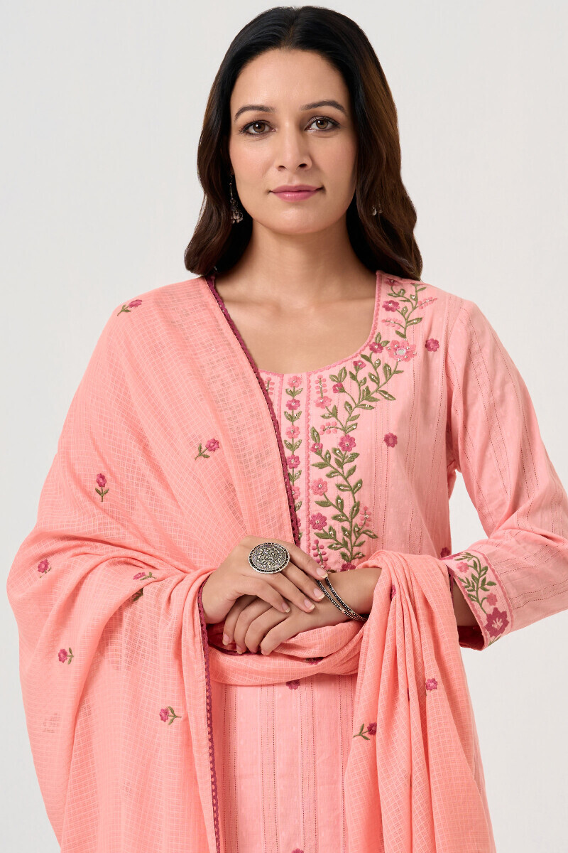 Pink Handcrafted Kota Dupatta