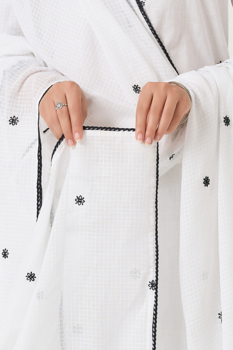 White Handcrafted Kota Dupatta
