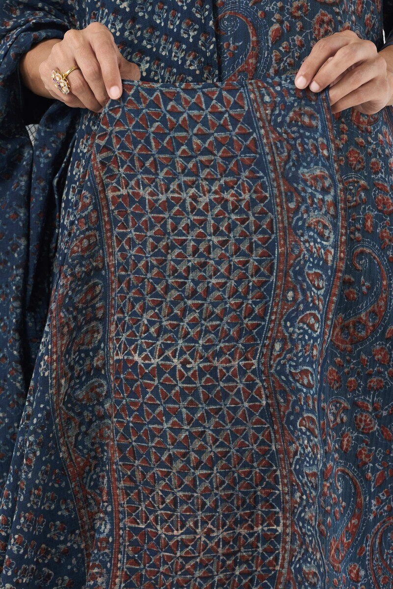 Blue Hand Block Printed Kota Dupatta