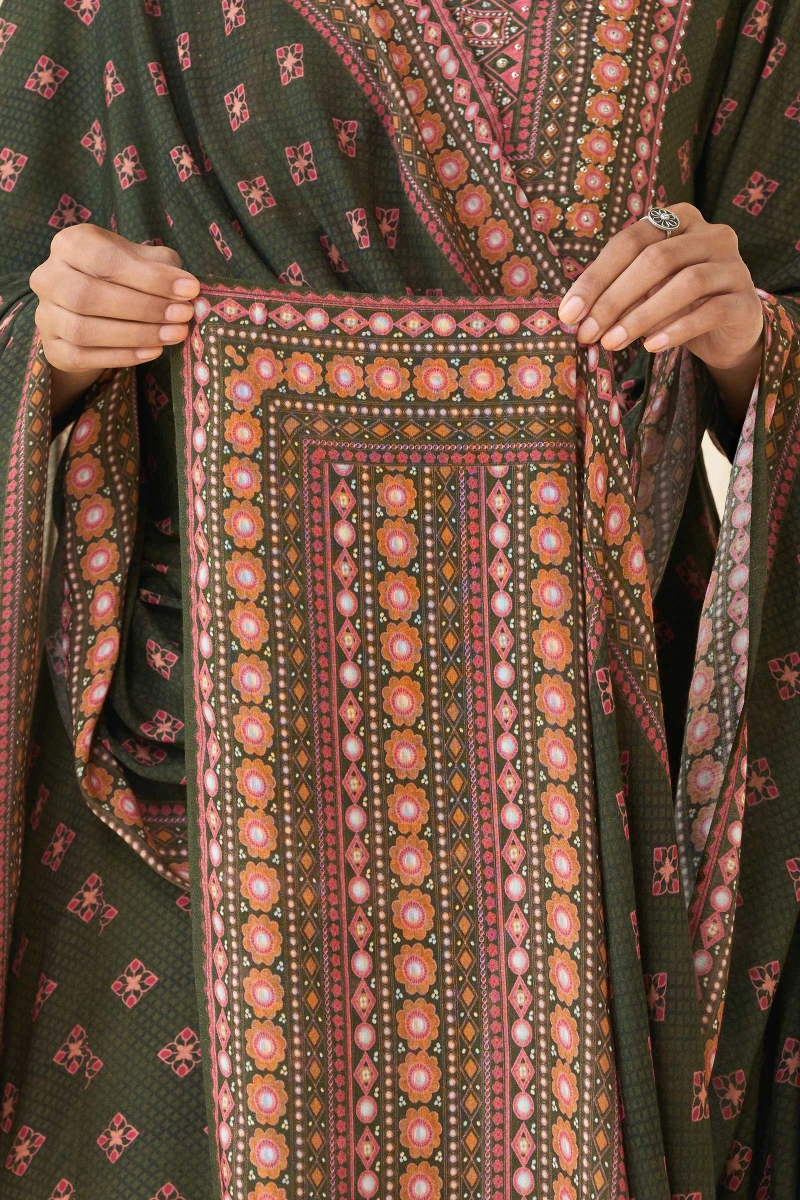Green Printed Viscose Dupatta