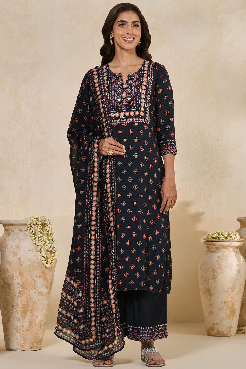 Black Printed Viscose Dupatta