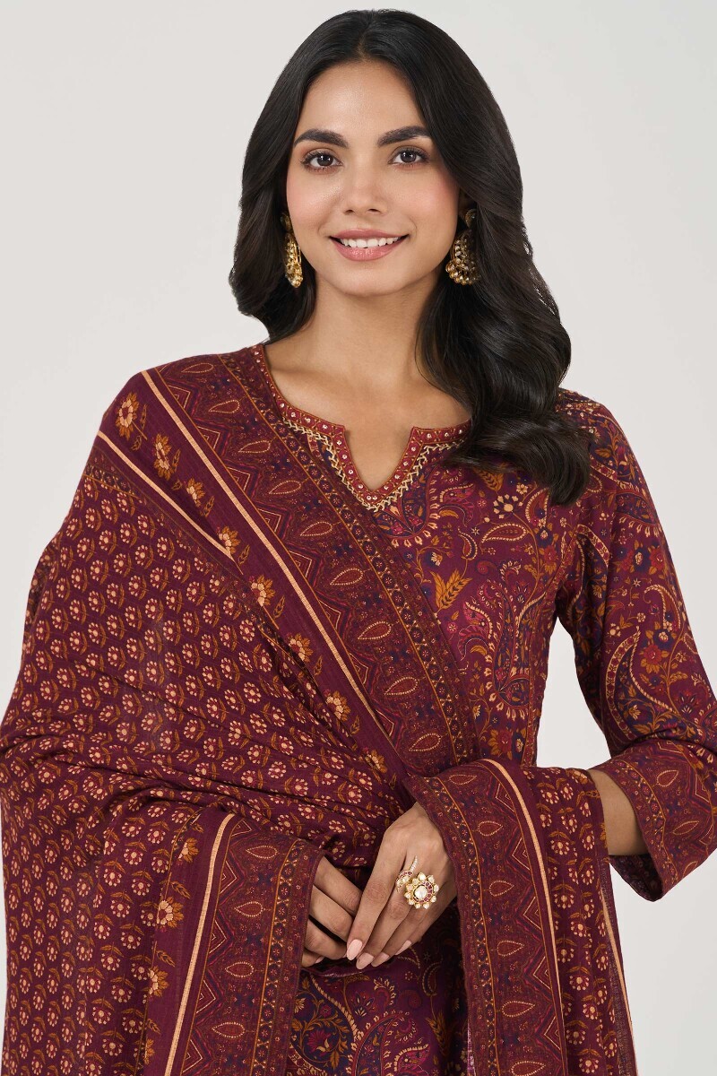 Purple Printed Kota Dupatta