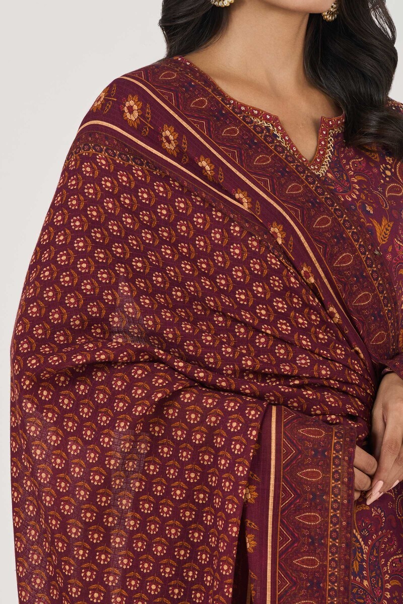 Purple Printed Kota Dupatta
