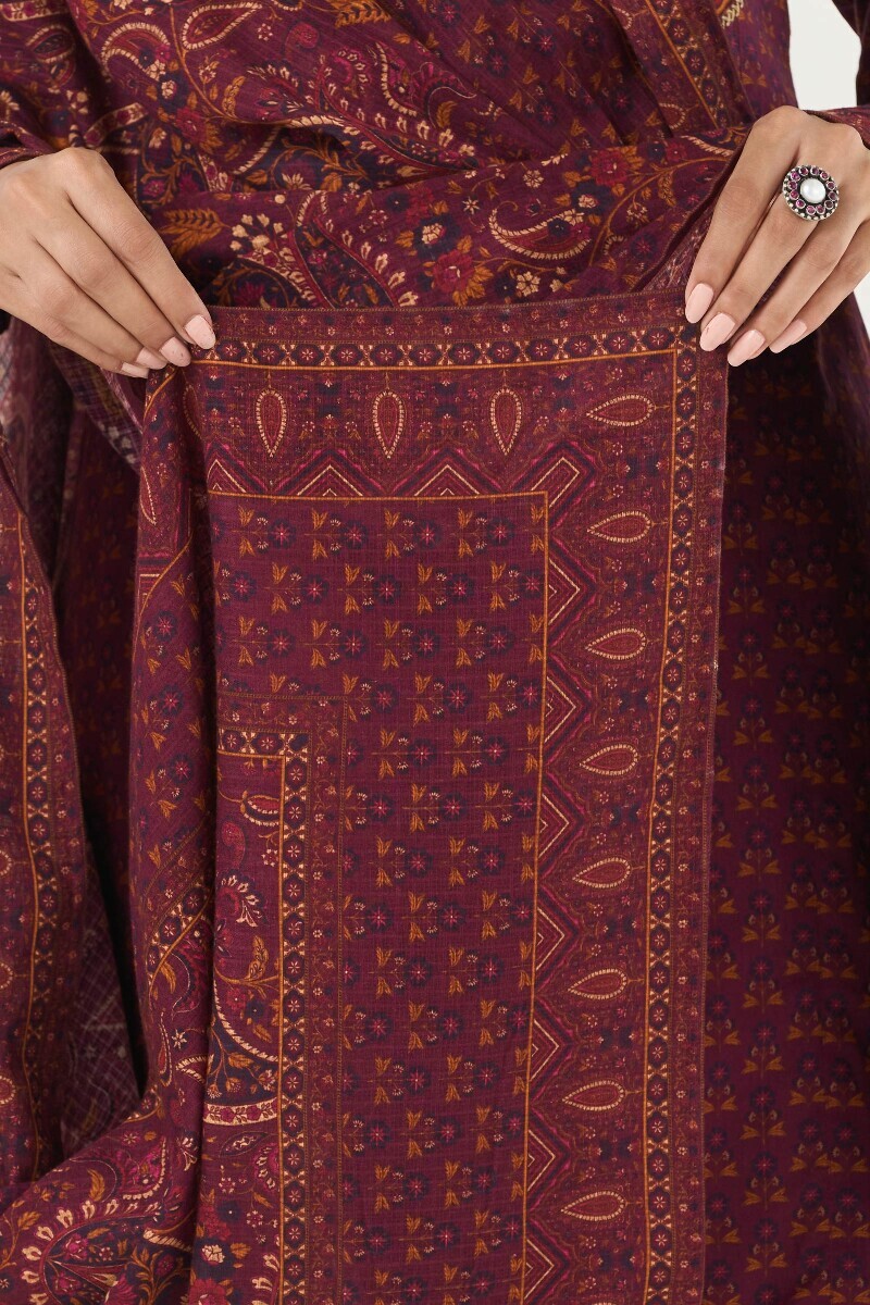 Purple Printed Kota Dupatta