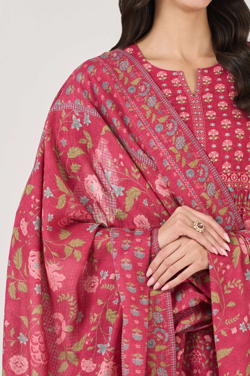 Pink Printed Kota Dupatta
