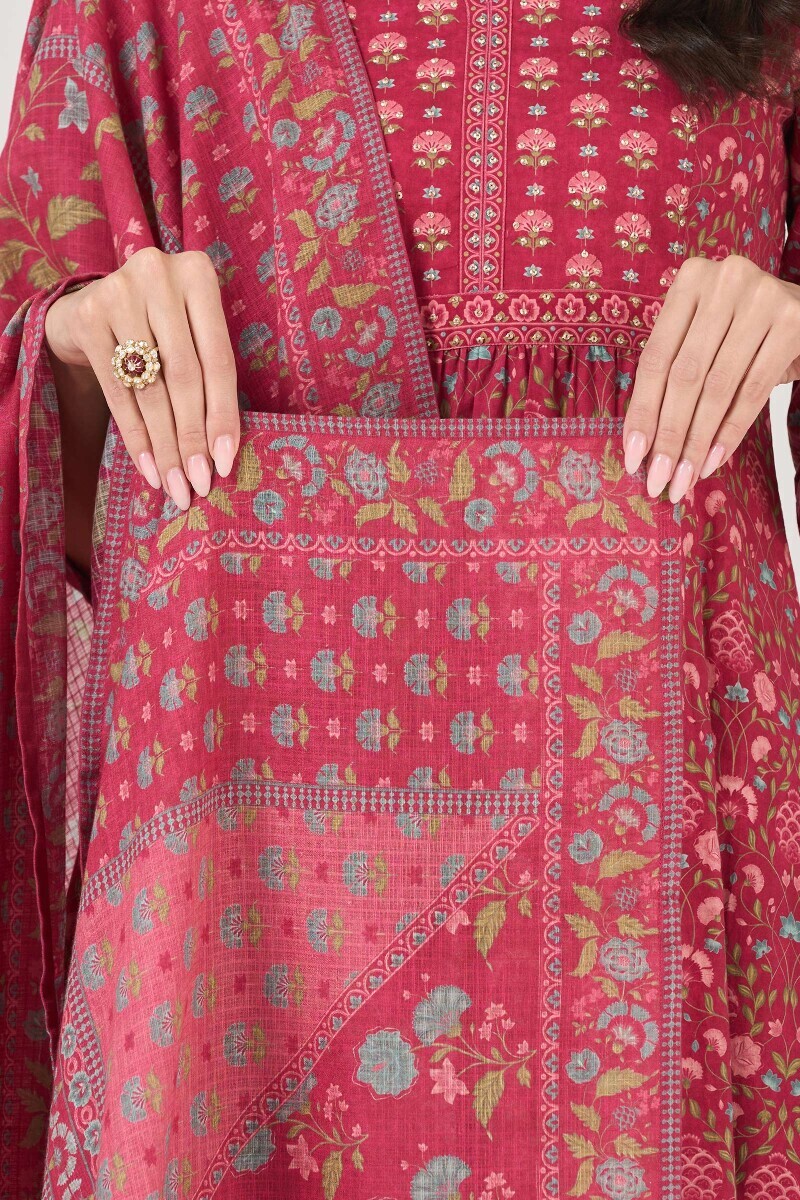 Pink Printed Kota Dupatta