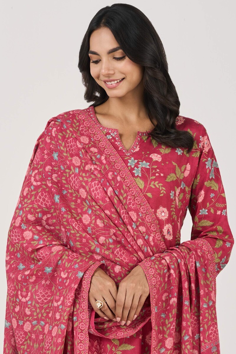 Pink Printed Kota Dupatta