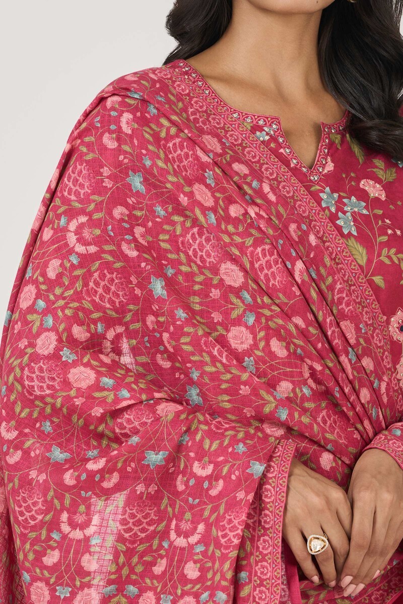 Pink Printed Kota Dupatta