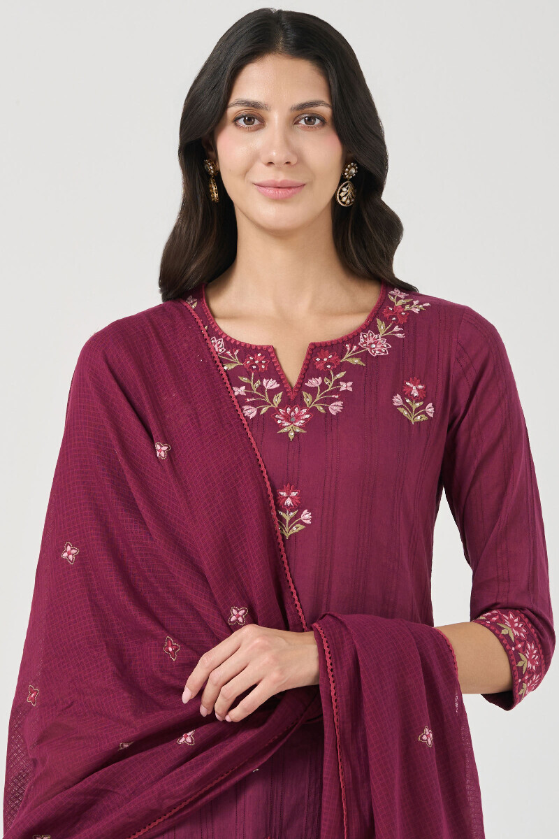 Purple Handcrafted Kota Dupatta