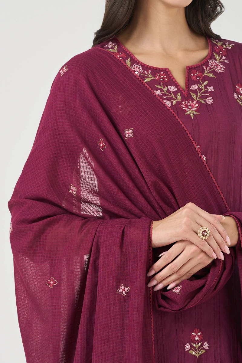 Purple Handcrafted Kota Dupatta