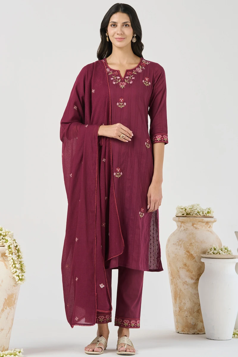 Purple Handcrafted Kota Dupatta