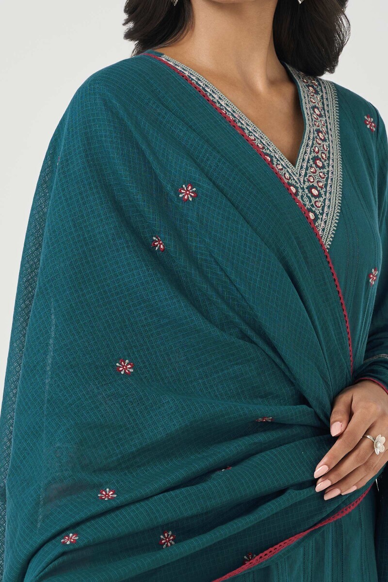 Blue Handcrafted Kota Dupatta