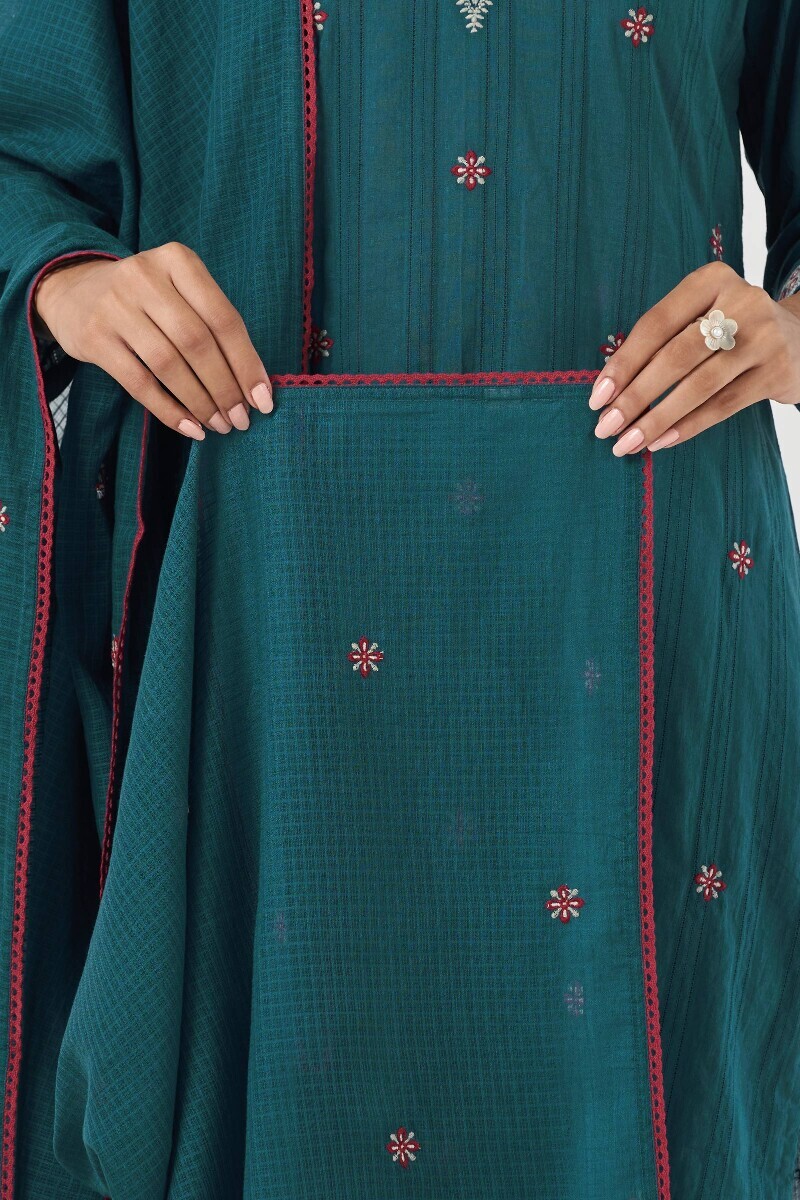 Blue Handcrafted Kota Dupatta