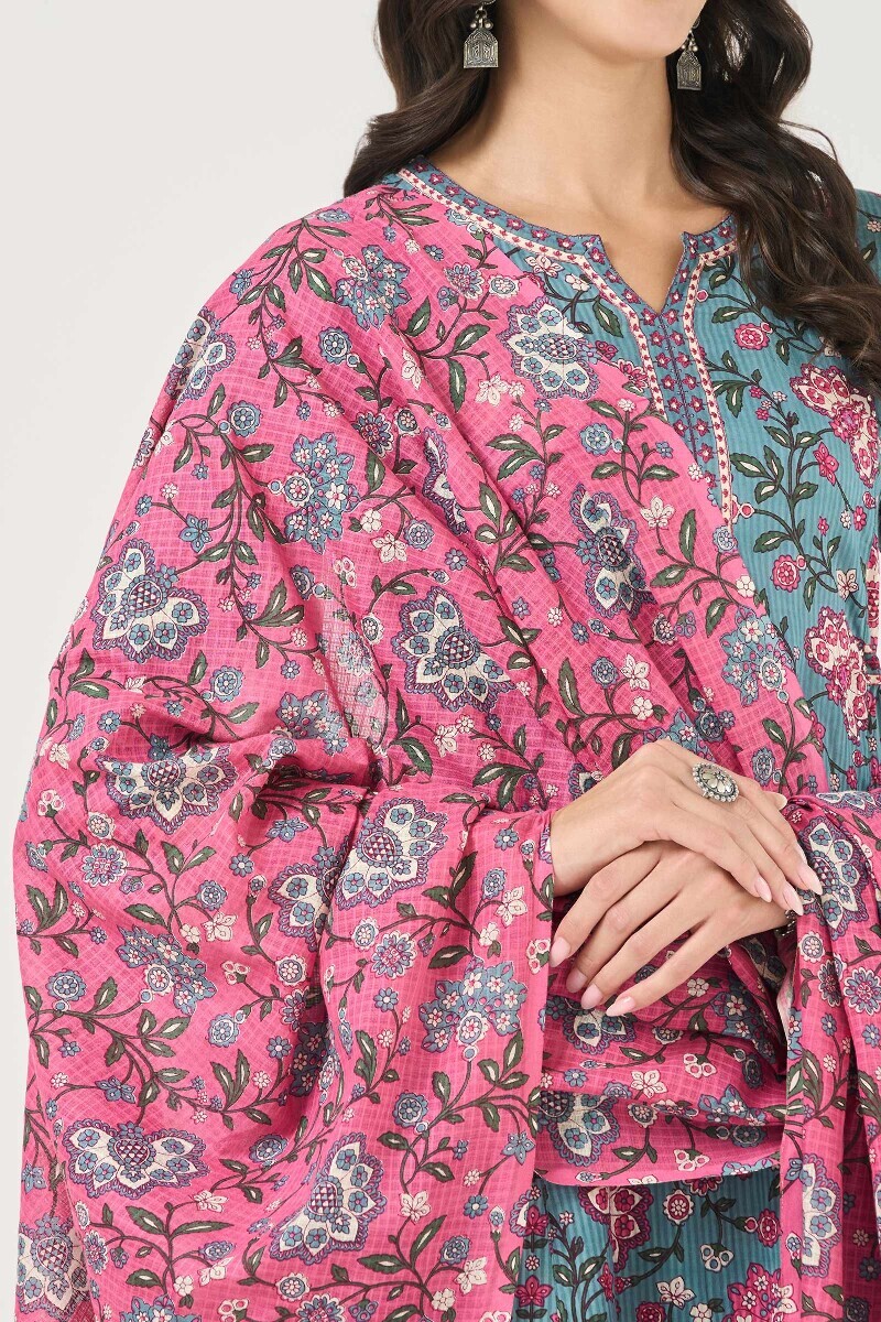 Pink Hand Printed Kota Dupatta