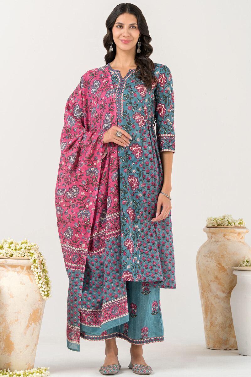 Pink Hand Printed Kota Dupatta