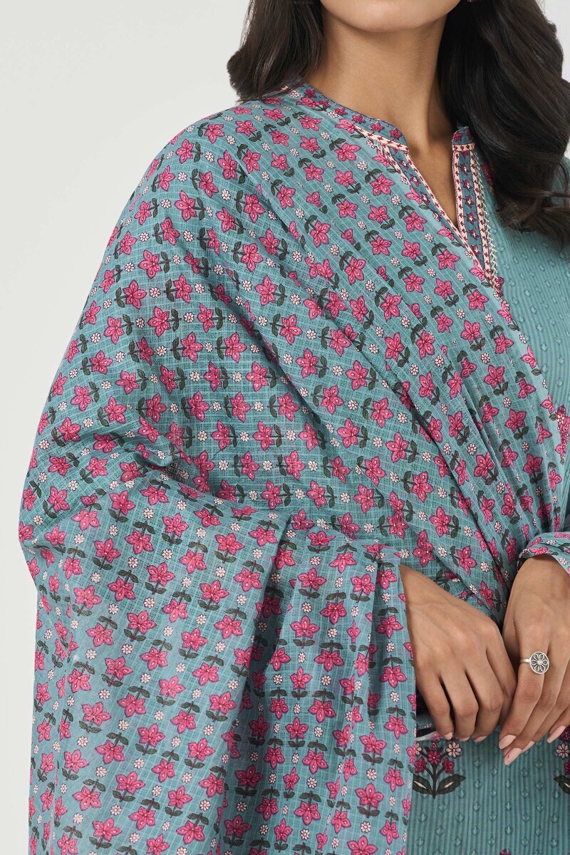 Blue Hand Printed Kota Dupatta