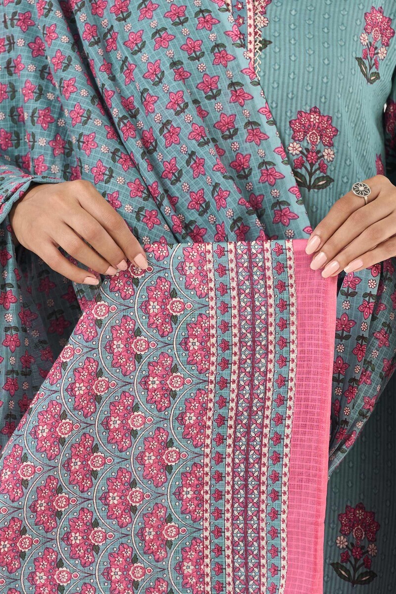 Blue Hand Printed Kota Dupatta
