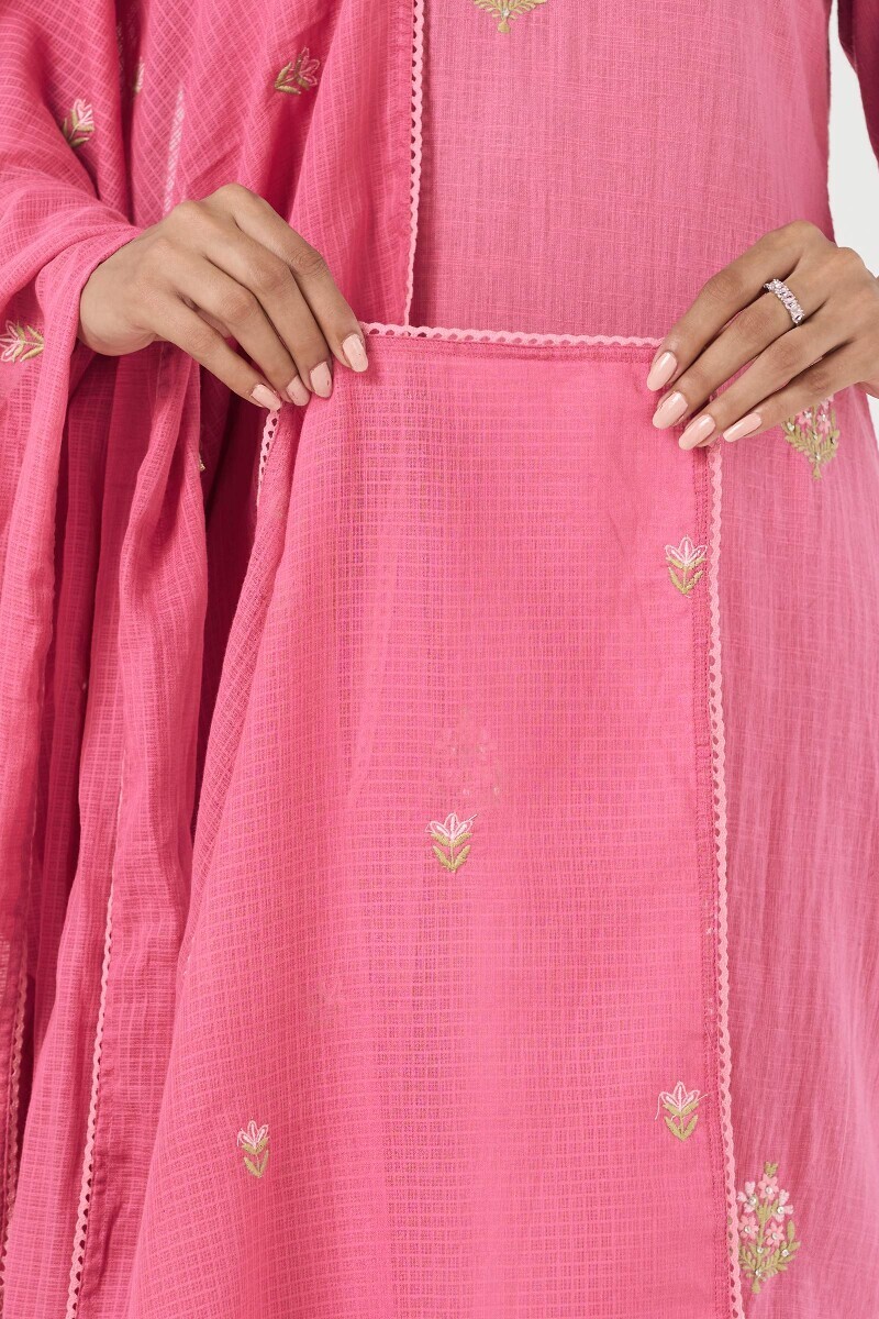 Pink Handcrafted Kota Dupatta