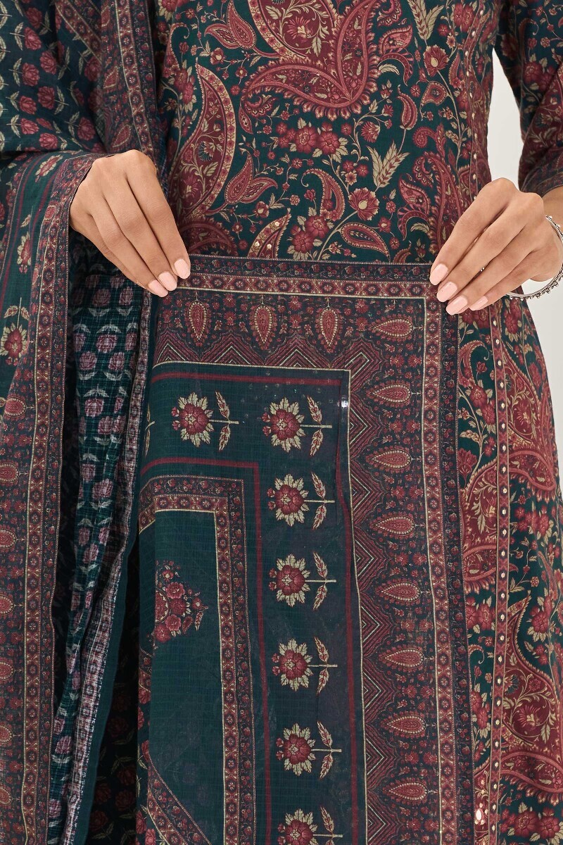 Blue Printed Kota Dupatta