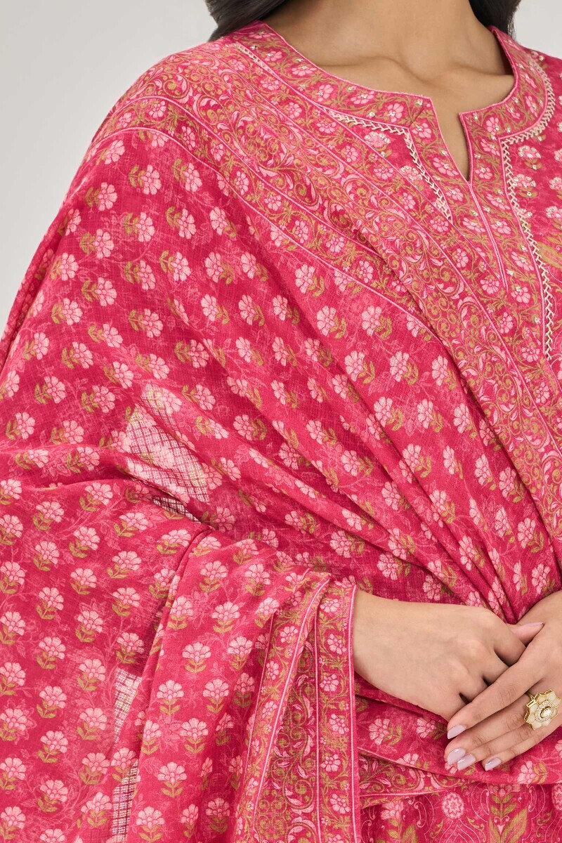 Pink Printed Kota Dupatta
