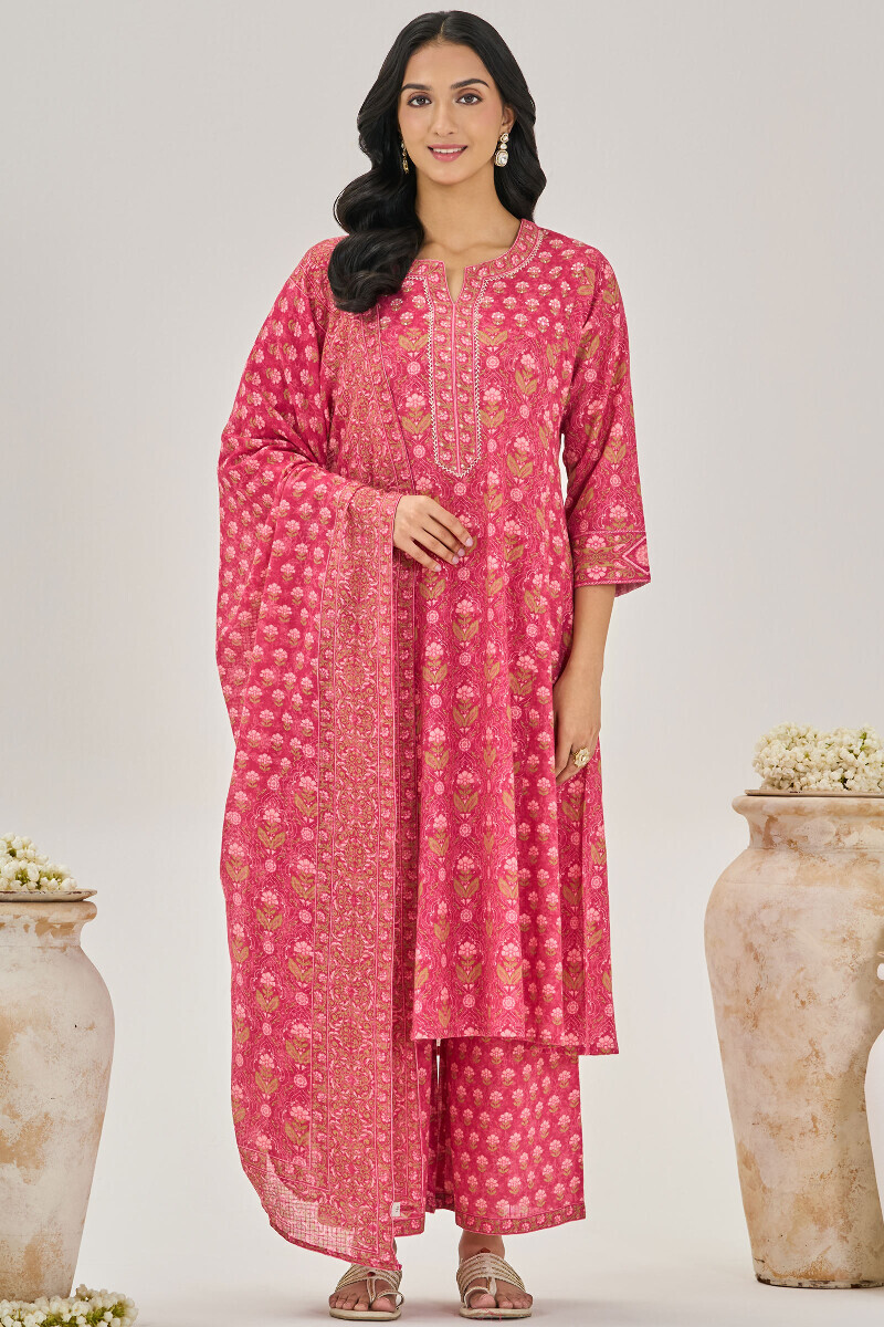 Pink Printed Kota Dupatta