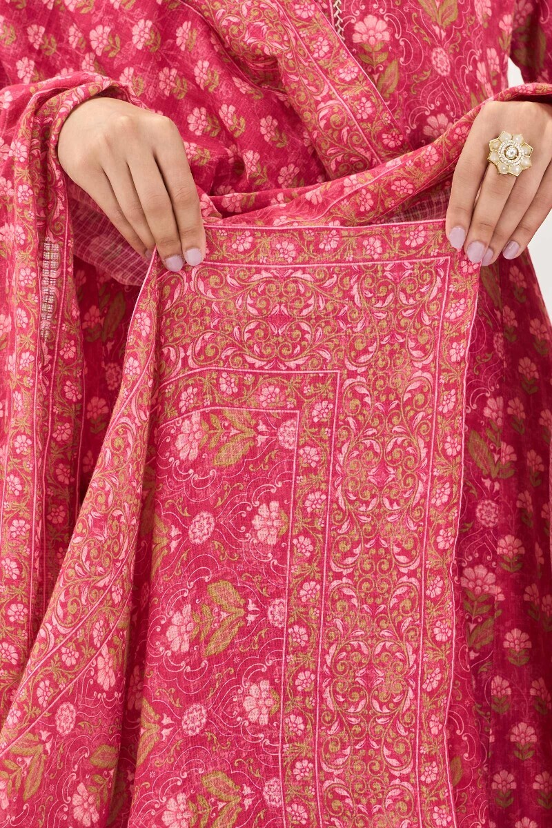 Pink Printed Kota Dupatta
