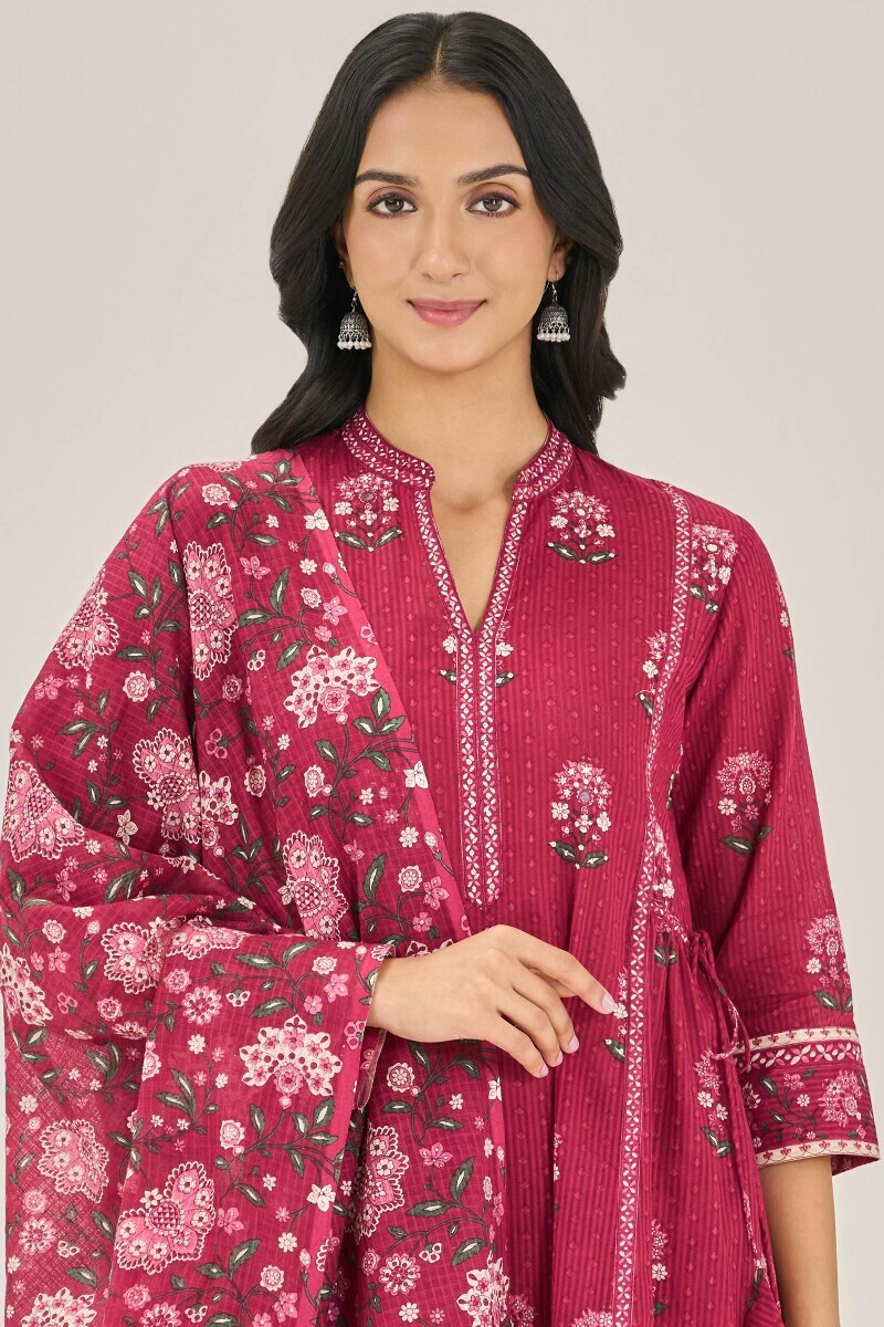 Pink Hand Printed Kota Dupatta