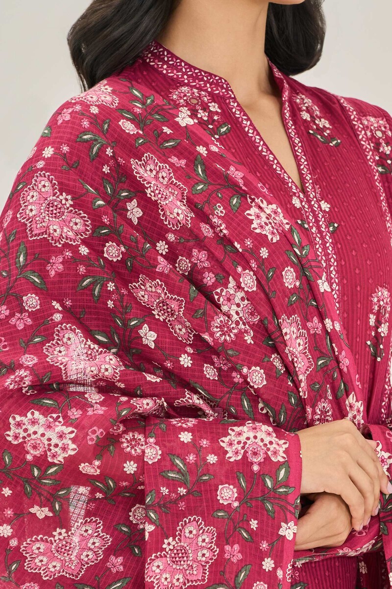 Pink Hand Printed Kota Dupatta