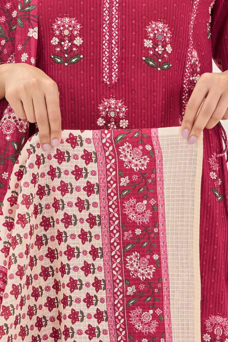 Pink Hand Printed Kota Dupatta