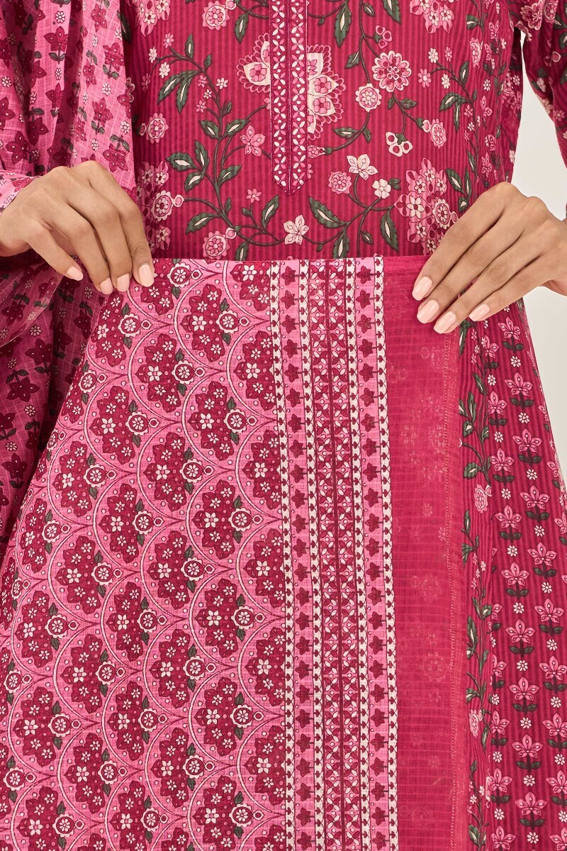 Pink Hand Printed Kota Dupatta