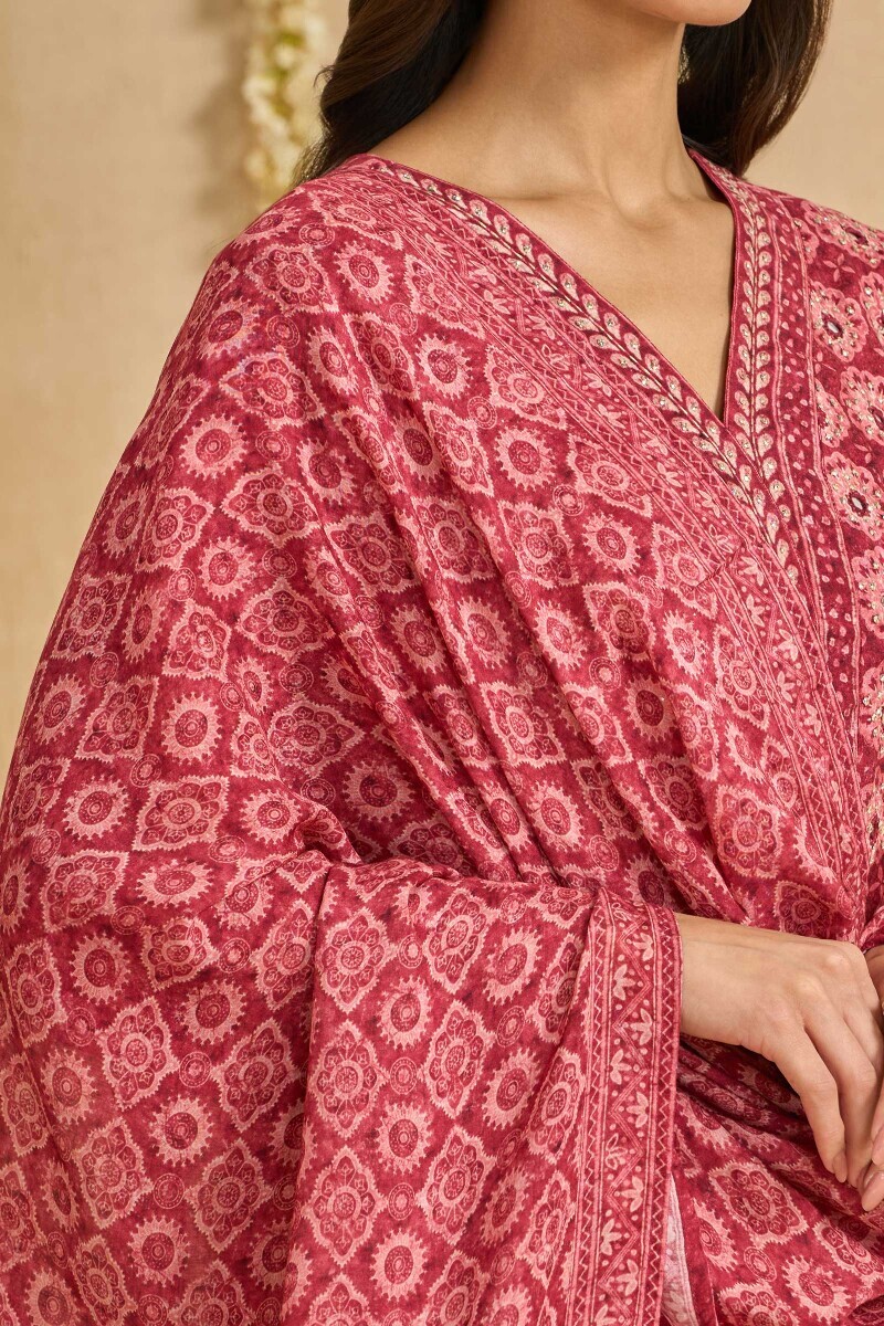 Maroon Printed Viscose Dupatta