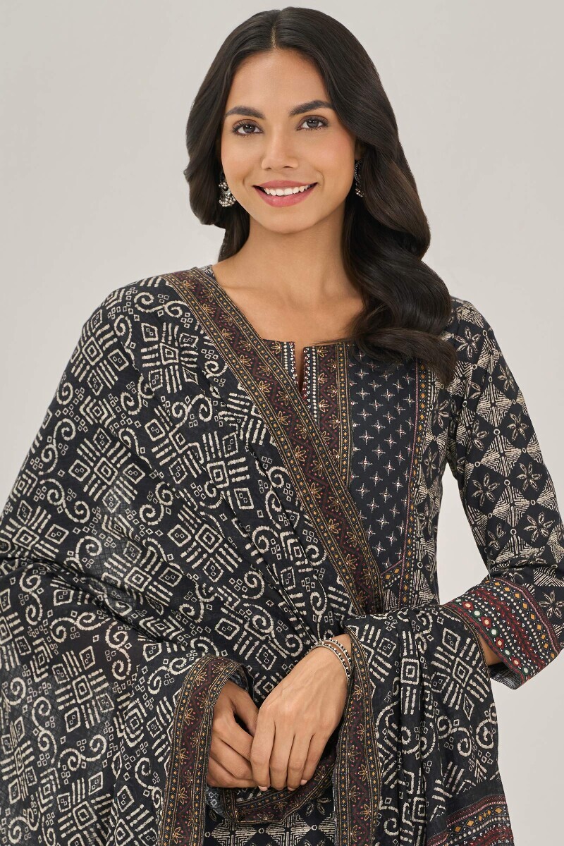 Black Printed Kota Dupatta