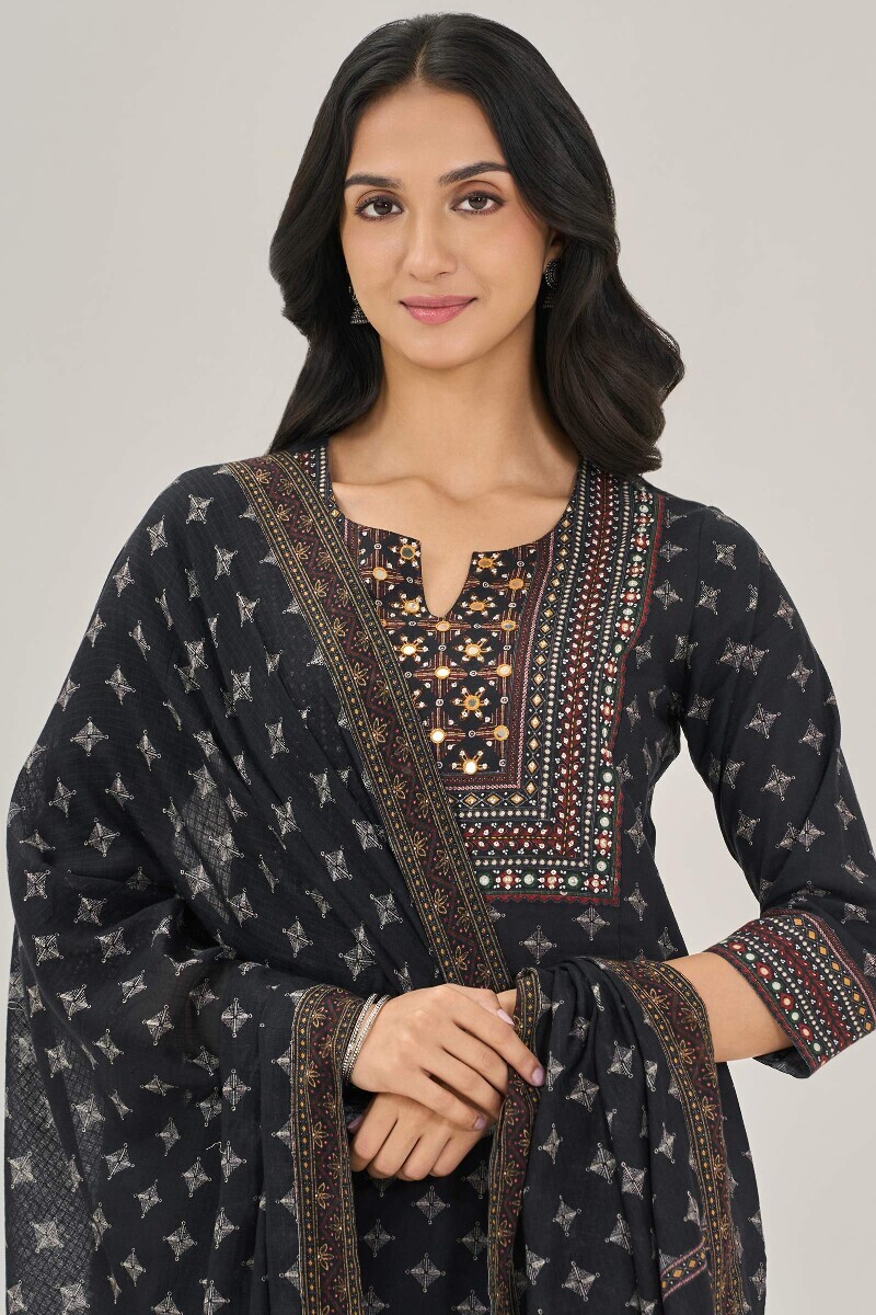 Black Printed Kota Dupatta