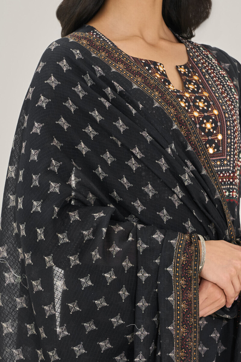 Black Printed Kota Dupatta