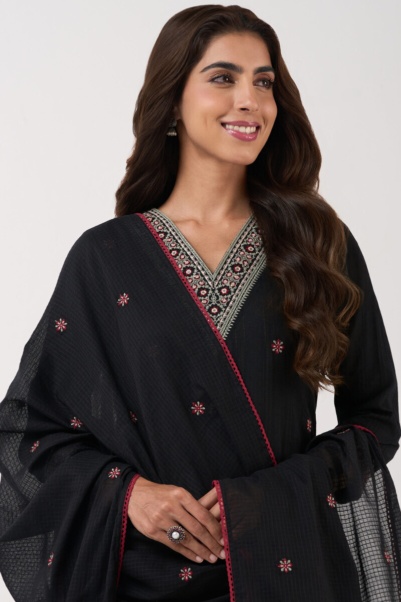 Black Handcrafted Kota Dupatta