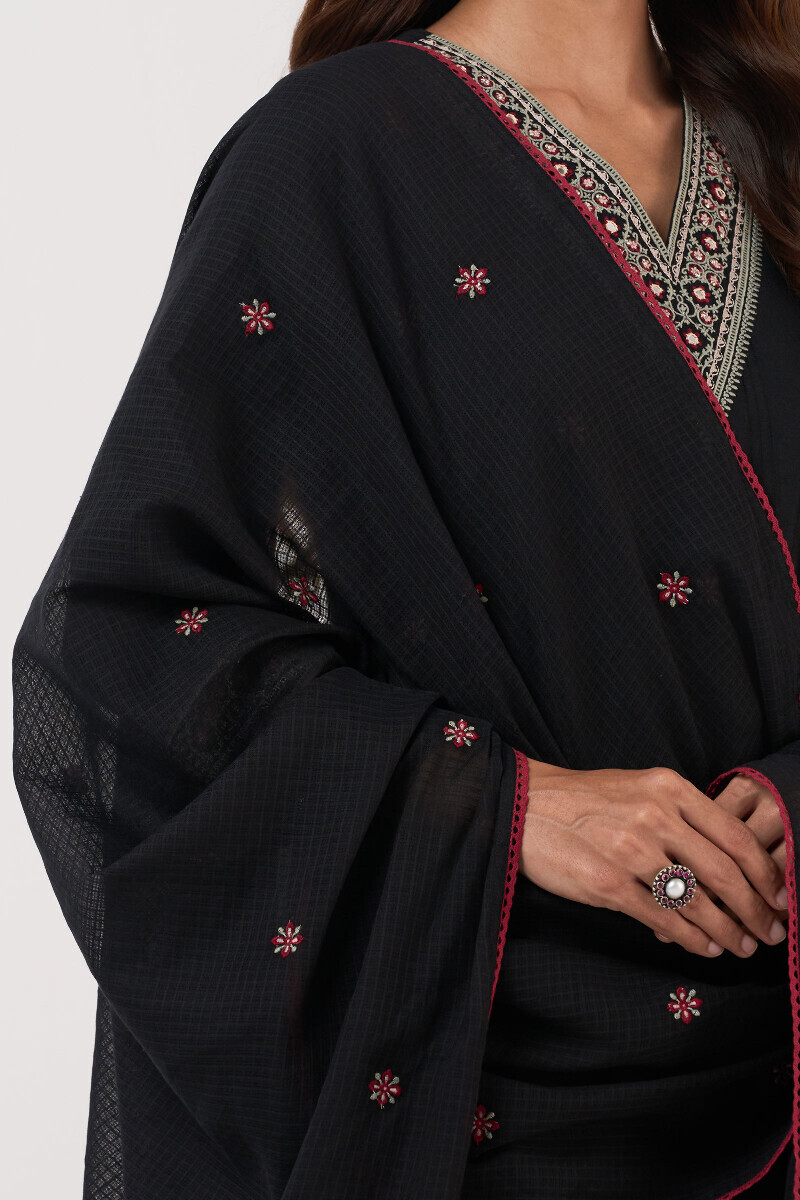 Black Handcrafted Kota Dupatta