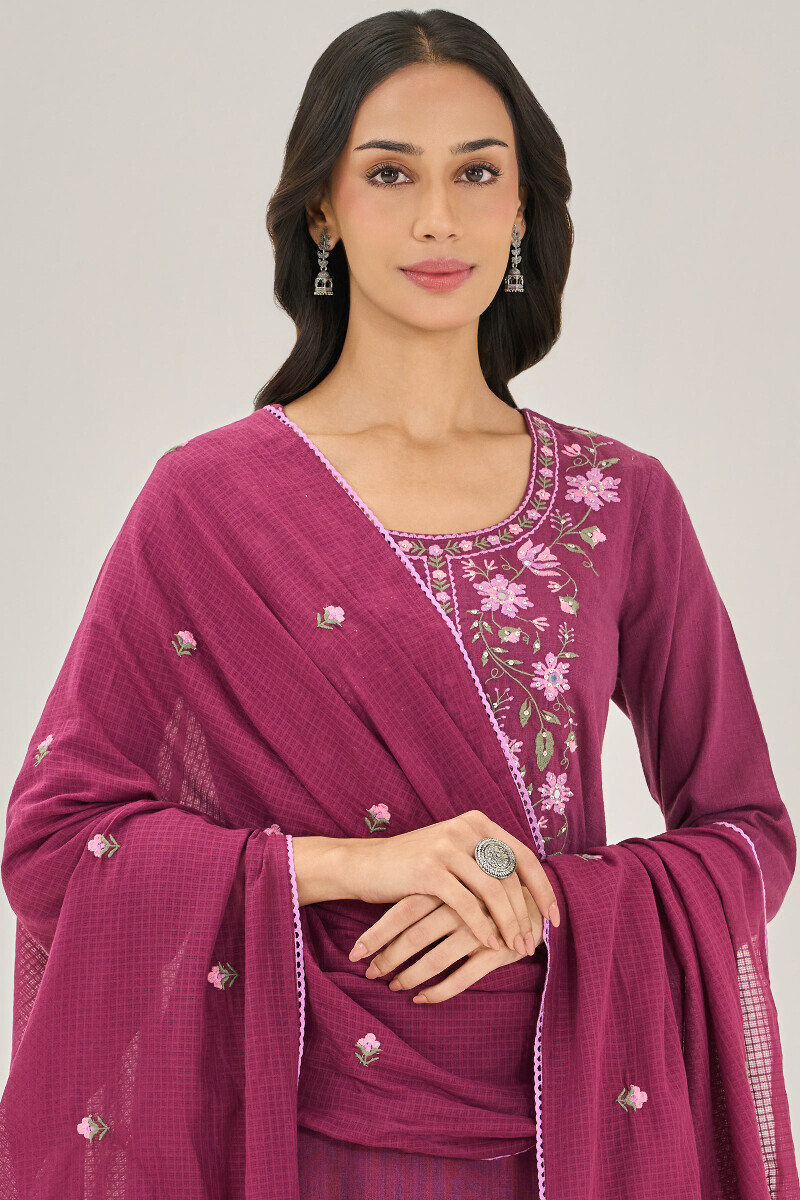 Purple Handcrafted Kota Dupatta