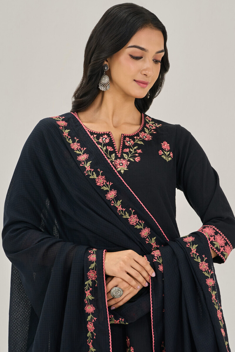 Black Handcrafted Kota Dupatta