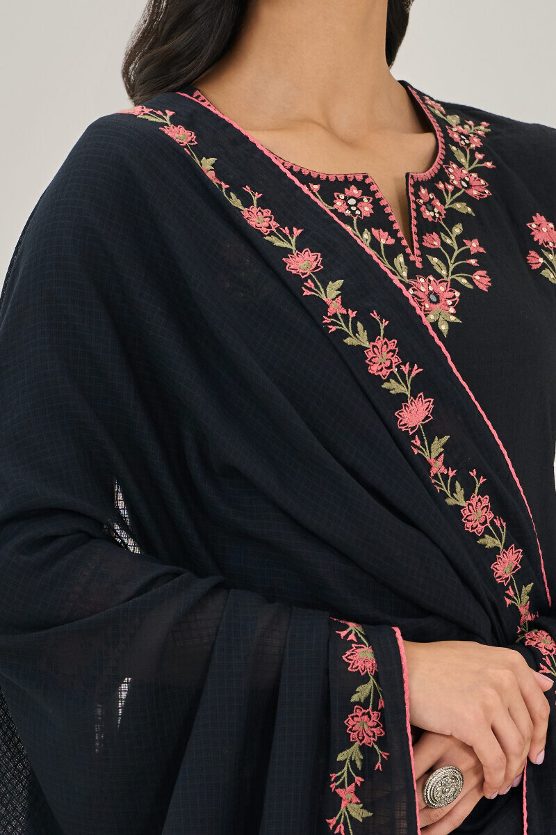 Black Handcrafted Kota Dupatta
