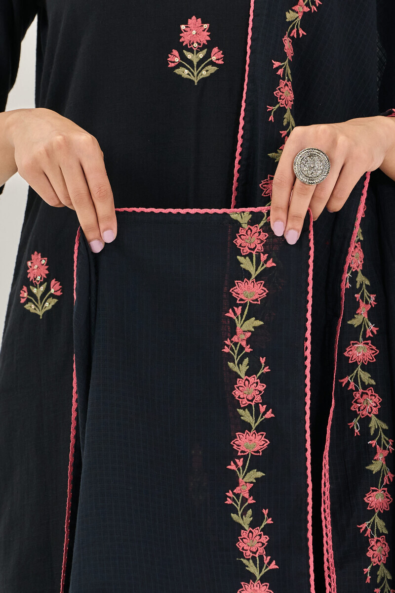 Black Handcrafted Kota Dupatta