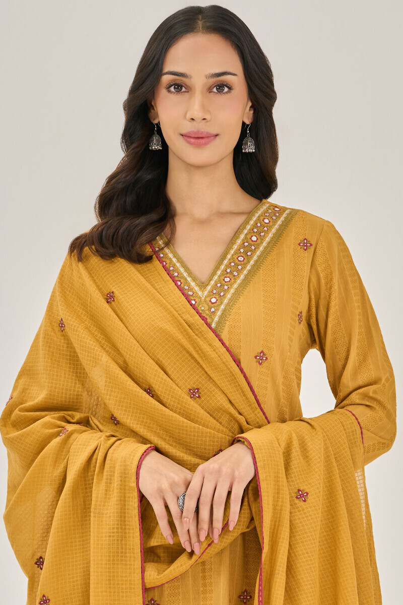Mustard Handcrafted Kota Dupatta