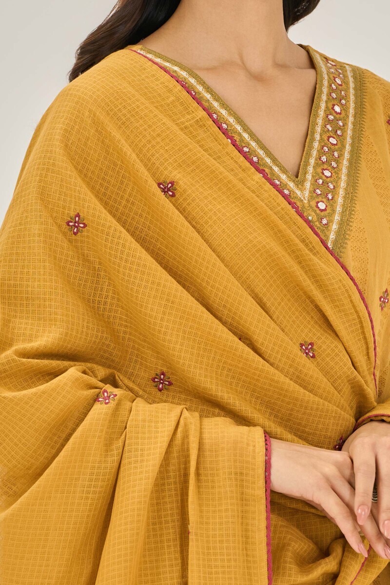 Mustard Handcrafted Kota Dupatta