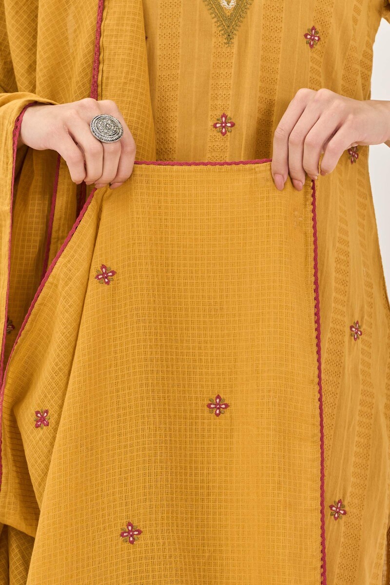Mustard Handcrafted Kota Dupatta