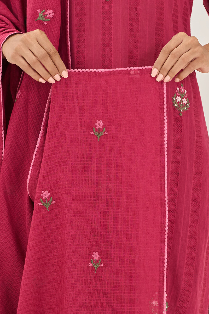Pink Handcrafted Kota Dupatta