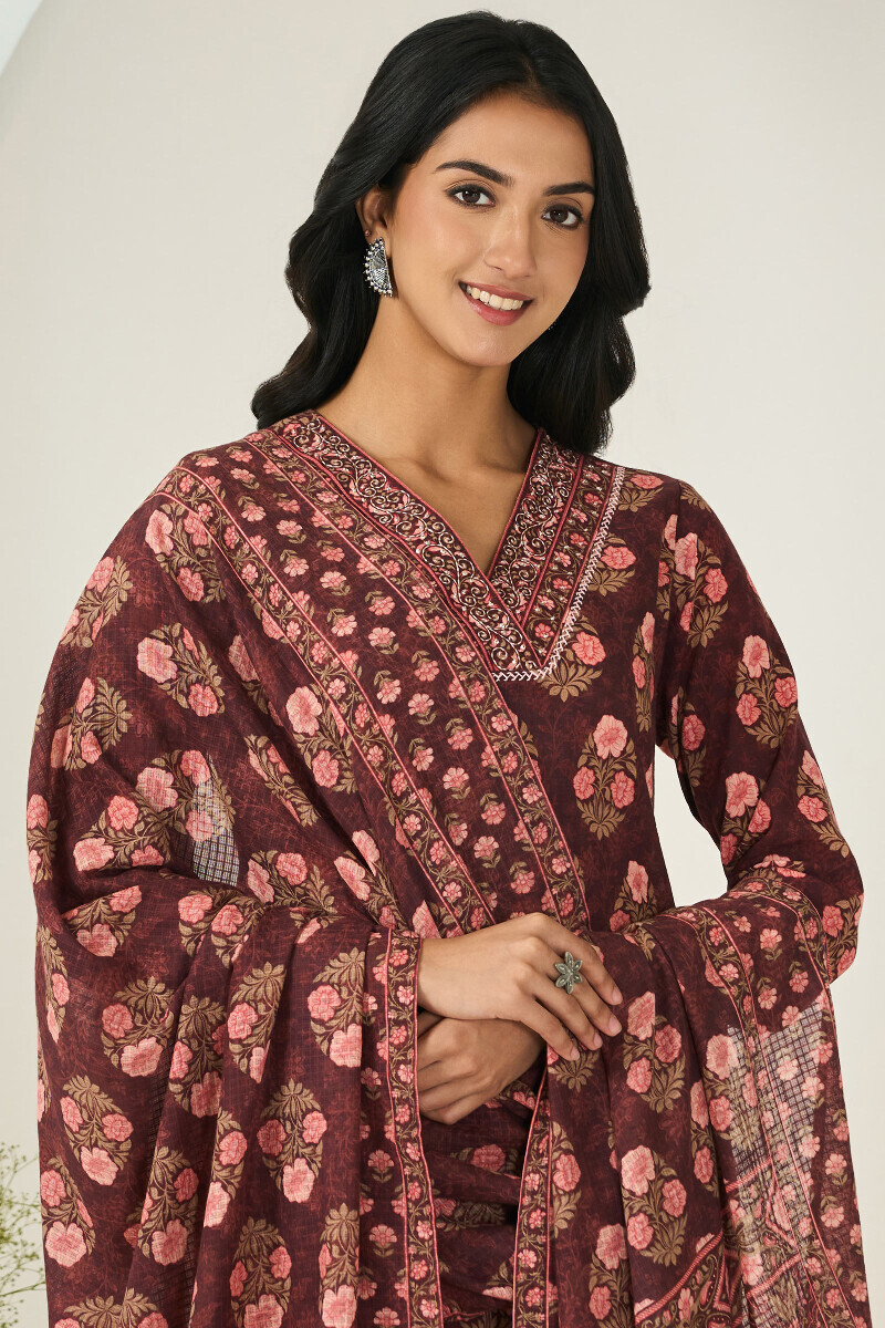 Brown Printed Kota Dupatta