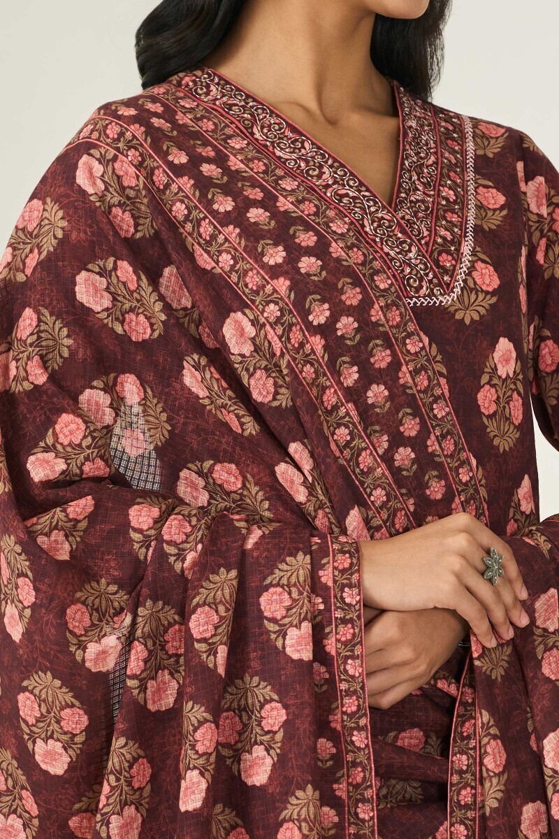 Brown Printed Kota Dupatta