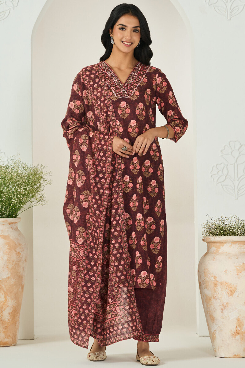 Brown Printed Kota Dupatta