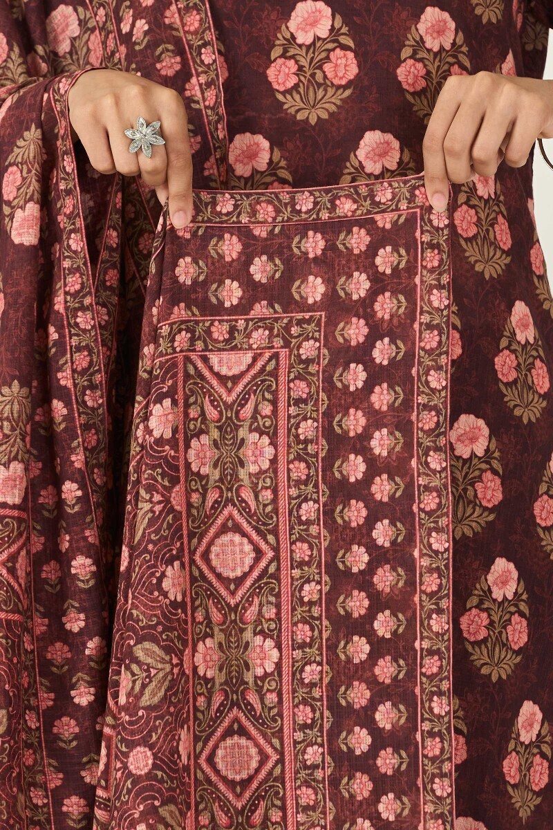 Brown Printed Kota Dupatta