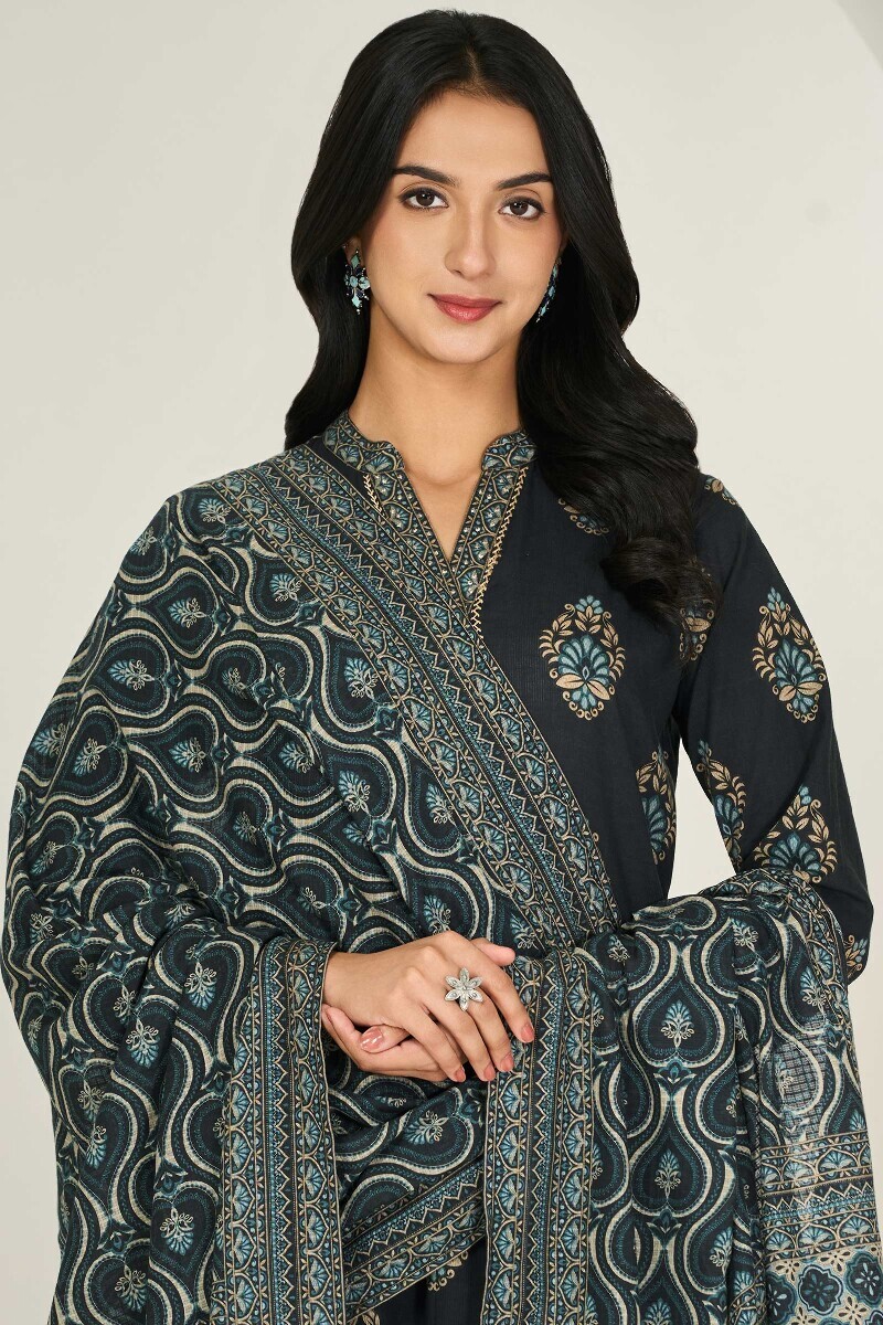 Black Printed Kota Dupatta
