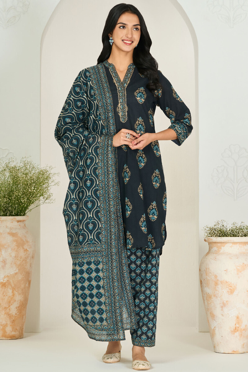 Black Printed Kota Dupatta